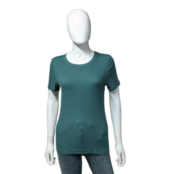 A New Day Ribbed Teal  Short Sleeve Tee, M - Picture 4 of 9